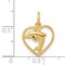 14K Yellow Gold Jumping Dolphin Heart Charm Pendant Jewerly 19mm x 14mm